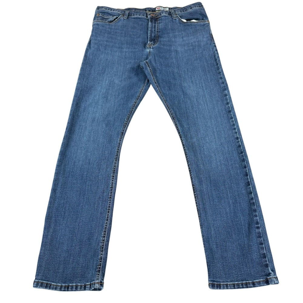 Wrangler Slim Straight Jeans Men's 38x32 Blue Stretch Denim Medium Wash Pants